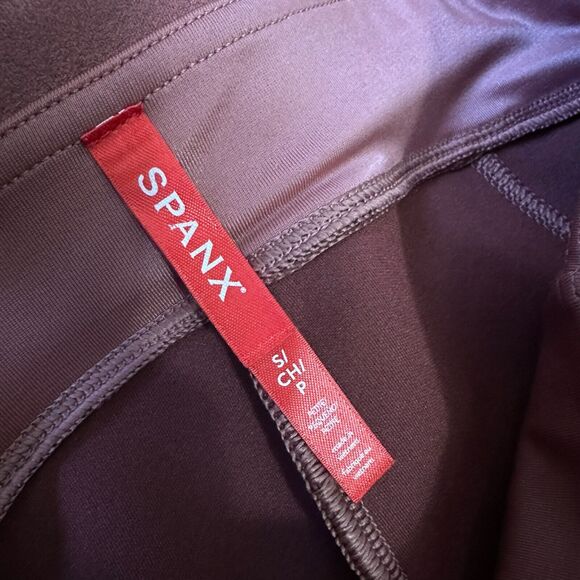 SPANX Faux Suede Leggings Rich Rose High Rise Activewear - Picture 7 of 13